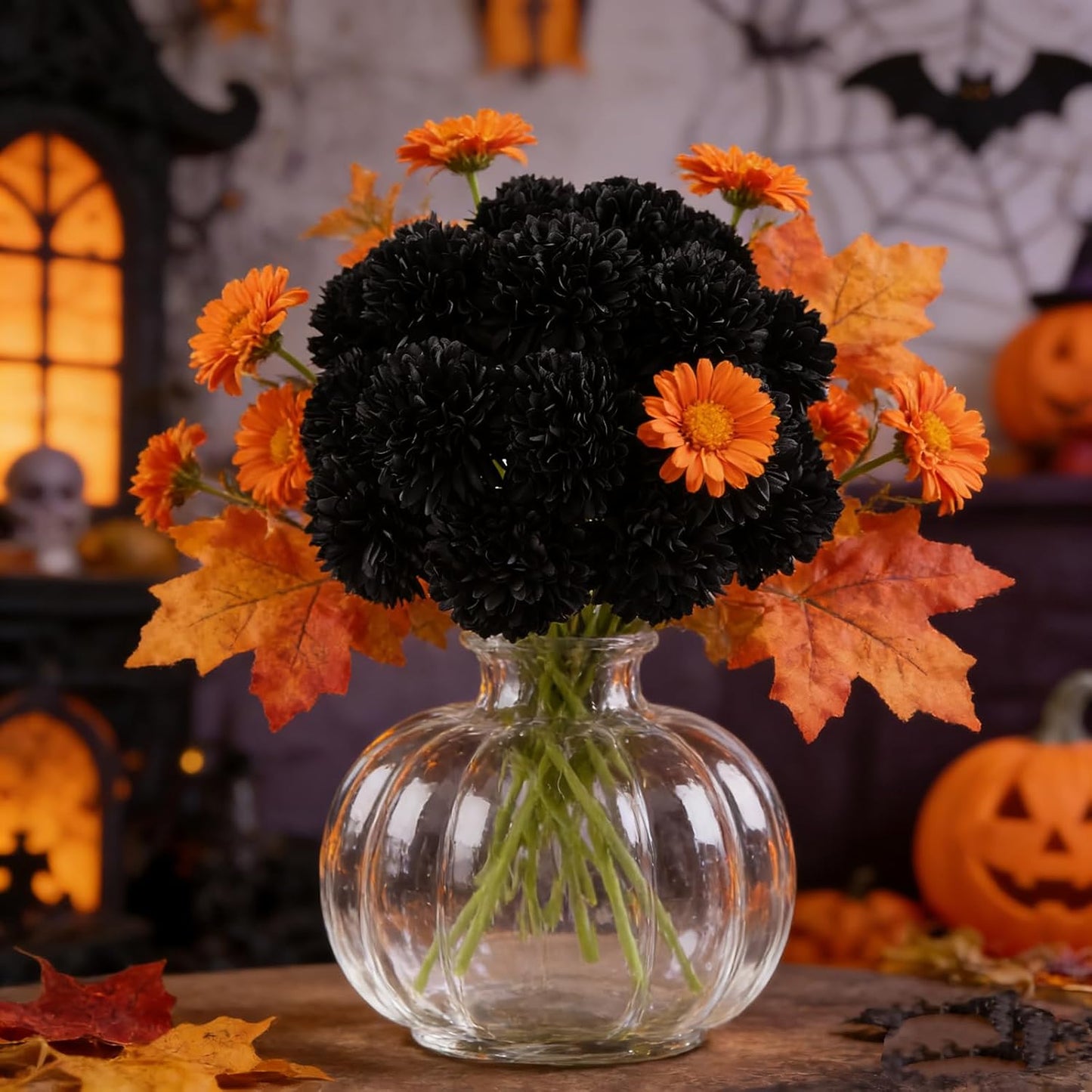 Kimura's Cabin 20pcs Fake Chrysanthemum Artificial Flowers Faux Silk Mums with Stem Balls Flowers for Vase Fillers Easter Home Table Floral Arrangements Wedding Party DIY Decoration(Yellow)