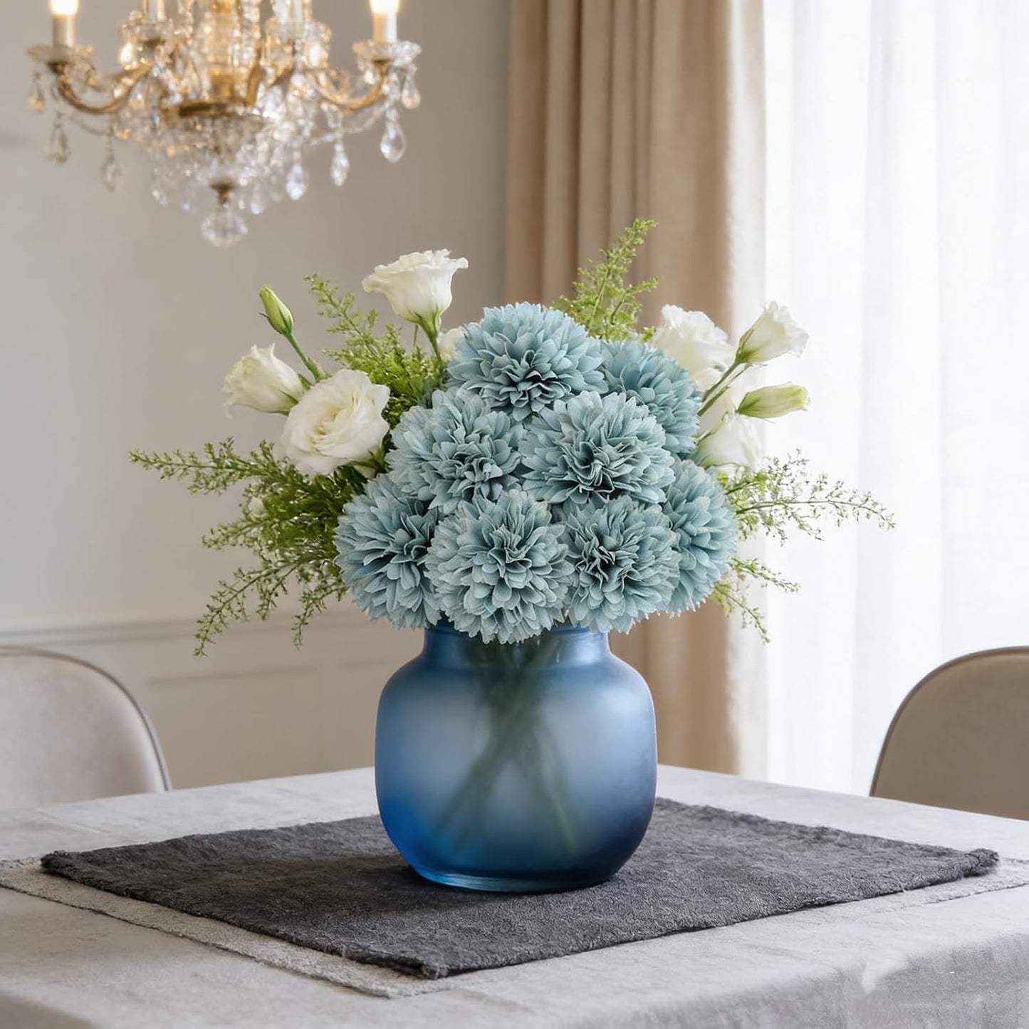 Kimura's Cabin 20pcs Fake Chrysanthemum Artificial Flowers Faux Silk Mums with Stem Balls Flowers for Vase Fillers Easter Home Table Floral Arrangements Wedding Party DIY Decoration(Yellow)
