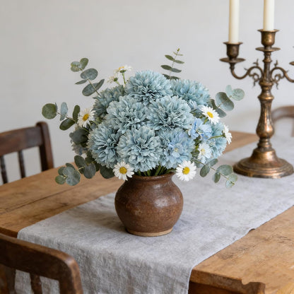 Kimura's Cabin 20pcs Fake Chrysanthemum Artificial Flowers Faux Silk Mums with Stem Balls Flowers for Vase Fillers Easter Home Table Floral Arrangements Wedding Party DIY Decoration(Yellow)