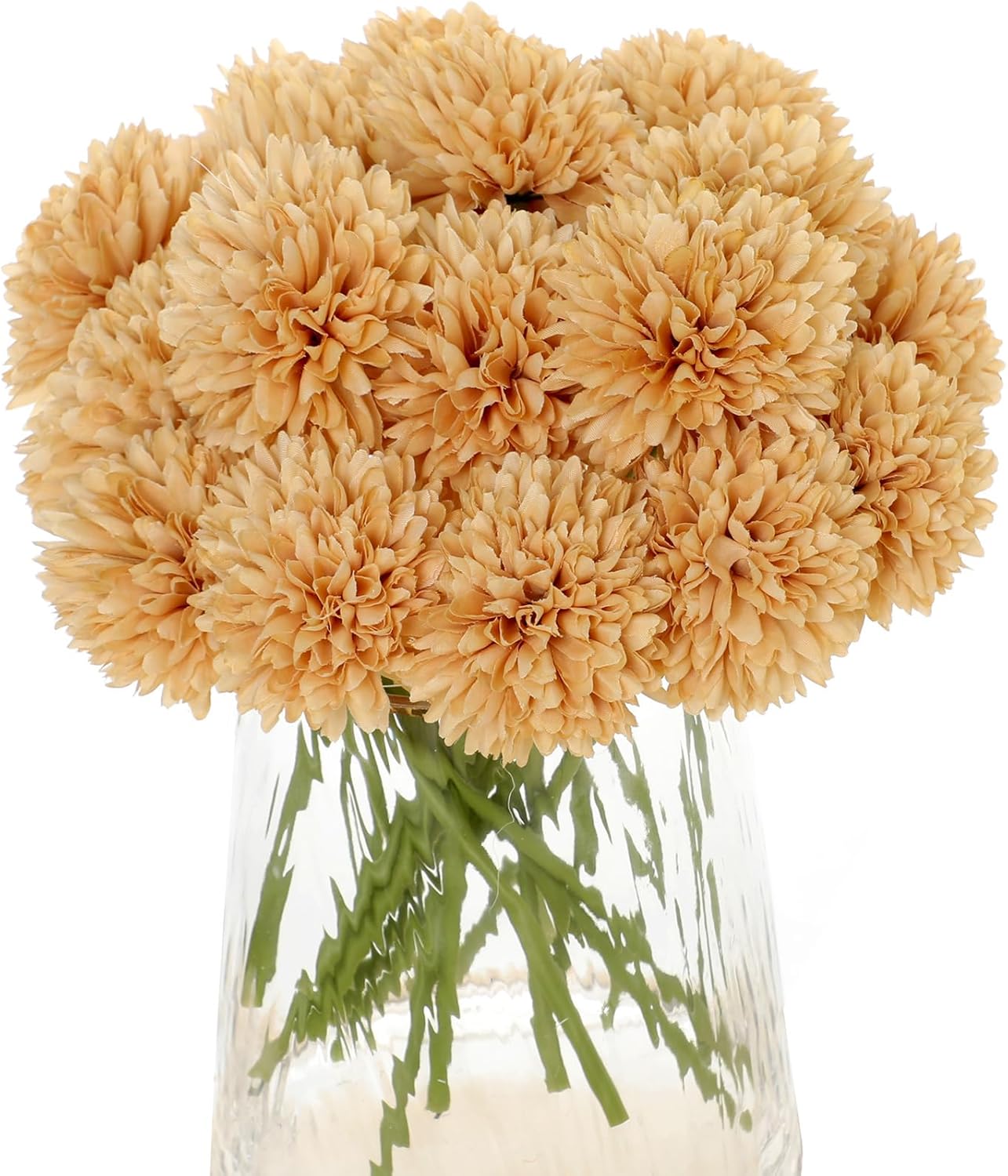 Kimura's Cabin 20pcs Fake Chrysanthemum Artificial Flowers Faux Silk Mums with Stem Balls Flowers for Vase Fillers Easter Home Table Floral Arrangements Wedding Party DIY Decoration(Yellow)