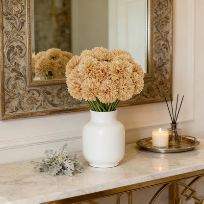 Kimura's Cabin 20pcs Fake Chrysanthemum Artificial Flowers Faux Silk Mums with Stem Balls Flowers for Vase Fillers Easter Home Table Floral Arrangements Wedding Party DIY Decoration(Yellow)