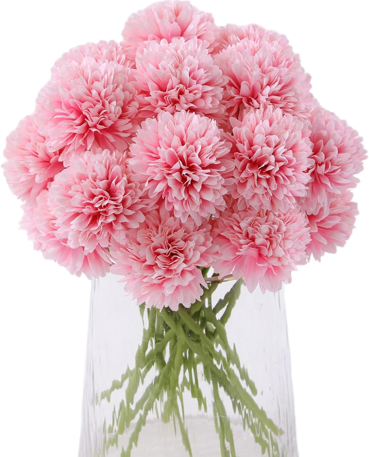 Kimura's Cabin 20pcs Fake Chrysanthemum Artificial Flowers Faux Silk Mums with Stem Balls Flowers for Vase Fillers Easter Home Table Floral Arrangements Wedding Party DIY Decoration(Yellow)