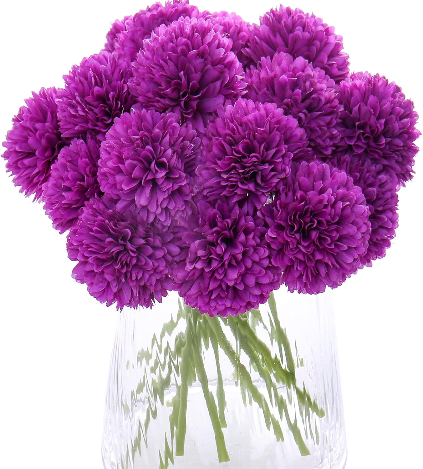 Kimura's Cabin 20pcs Fake Chrysanthemum Artificial Flowers Faux Silk Mums with Stem Balls Flowers for Vase Fillers Easter Home Table Floral Arrangements Wedding Party DIY Decoration(Yellow)