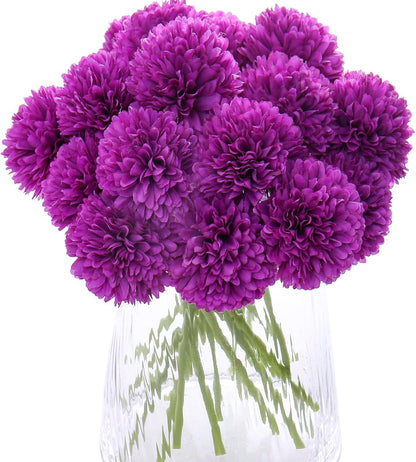 Kimura's Cabin 20pcs Fake Chrysanthemum Artificial Flowers Faux Silk Mums with Stem Balls Flowers for Vase Fillers Easter Home Table Floral Arrangements Wedding Party DIY Decoration(Yellow)