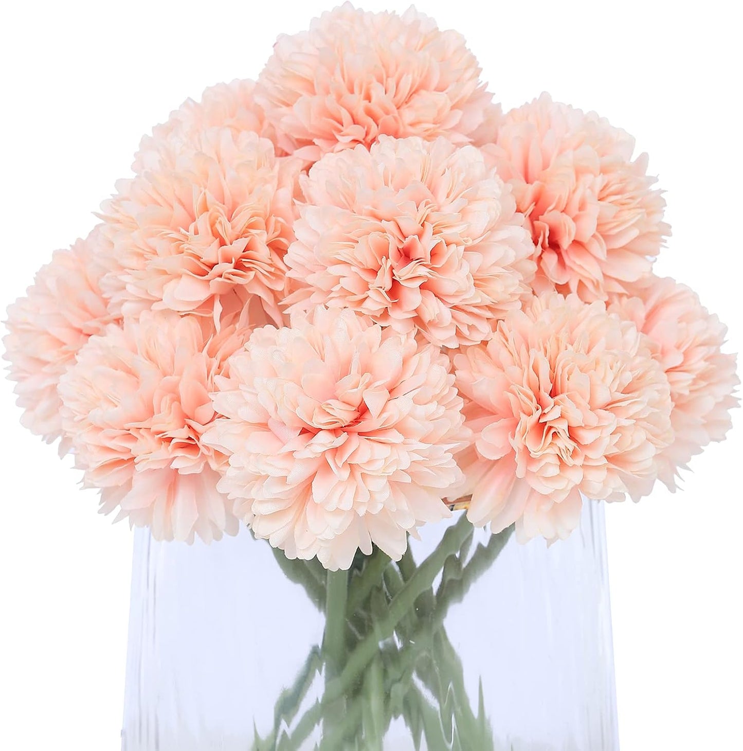 Kimura's Cabin 20pcs Fake Chrysanthemum Artificial Flowers Faux Silk Mums with Stem Balls Flowers for Vase Fillers Easter Home Table Floral Arrangements Wedding Party DIY Decoration(Yellow)