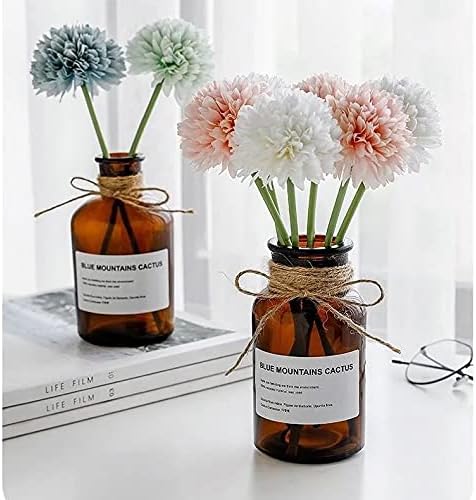 Kimura's Cabin 20pcs Fake Chrysanthemum Artificial Flowers Faux Silk Mums with Stem Balls Flowers for Vase Fillers Easter Home Table Floral Arrangements Wedding Party DIY Decoration(Yellow)
