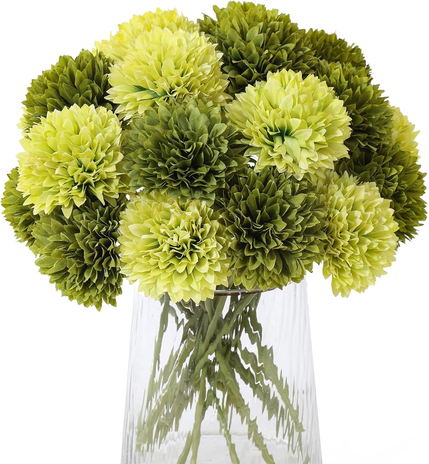 Kimura's Cabin 20pcs Fake Chrysanthemum Artificial Flowers Faux Silk Mums with Stem Balls Flowers for Vase Fillers Easter Home Table Floral Arrangements Wedding Party DIY Decoration(Yellow)