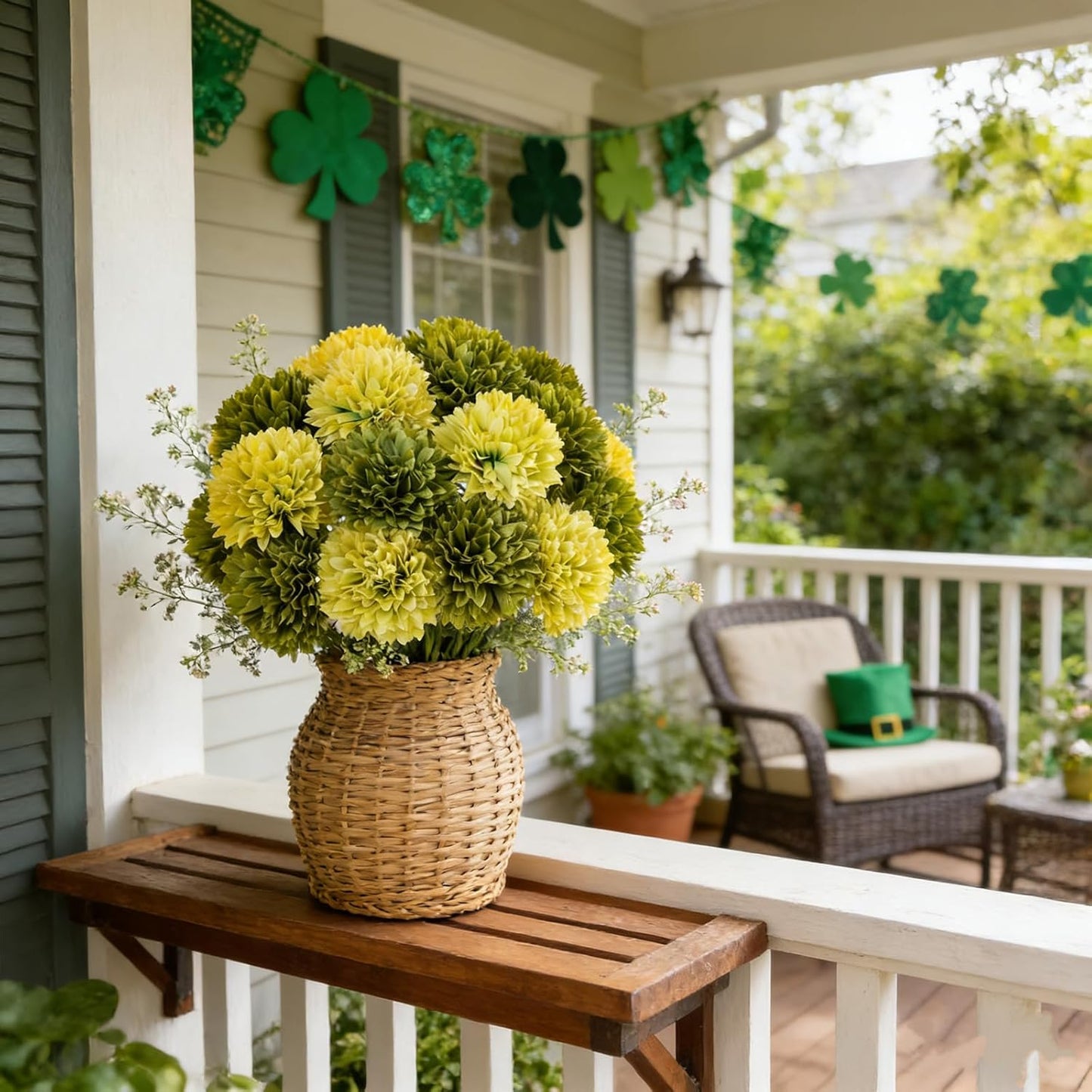 Kimura's Cabin 20pcs Fake Chrysanthemum Artificial Flowers Faux Silk Mums with Stem Balls Flowers for Vase Fillers Easter Home Table Floral Arrangements Wedding Party DIY Decoration(Yellow)