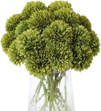 Kimura's Cabin 20pcs Fake Chrysanthemum Artificial Flowers Faux Silk Mums with Stem Balls Flowers for Vase Fillers Easter Home Table Floral Arrangements Wedding Party DIY Decoration(Yellow)