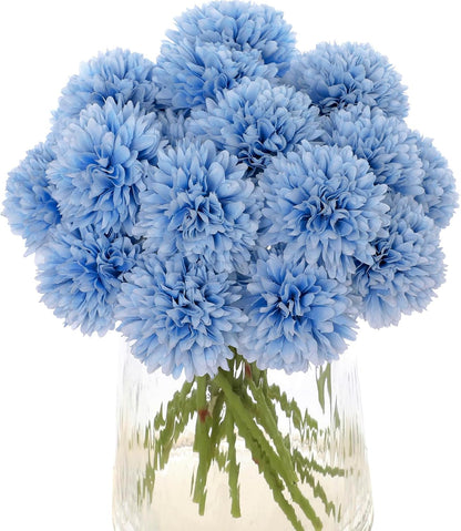 Kimura's Cabin 20pcs Fake Chrysanthemum Artificial Flowers Faux Silk Mums with Stem Balls Flowers for Vase Fillers Easter Home Table Floral Arrangements Wedding Party DIY Decoration(Yellow)