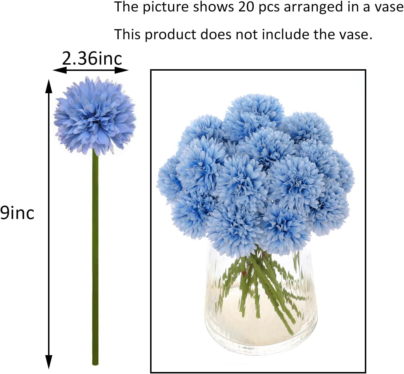 Kimura's Cabin 20pcs Fake Chrysanthemum Artificial Flowers Faux Silk Mums with Stem Balls Flowers for Vase Fillers Easter Home Table Floral Arrangements Wedding Party DIY Decoration(Yellow)
