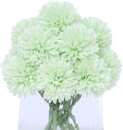 Kimura's Cabin 20pcs Fake Chrysanthemum Artificial Flowers Faux Silk Mums with Stem Balls Flowers for Vase Fillers Easter Home Table Floral Arrangements Wedding Party DIY Decoration(Yellow)