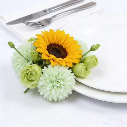 Kimura's Cabin 20pcs Fake Chrysanthemum Artificial Flowers Faux Silk Mums with Stem Balls Flowers for Vase Fillers Easter Home Table Floral Arrangements Wedding Party DIY Decoration(Yellow)