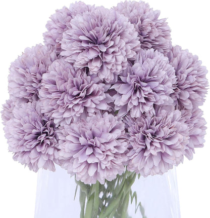 Kimura's Cabin 20pcs Fake Chrysanthemum Artificial Flowers Faux Silk Mums with Stem Balls Flowers for Vase Fillers Easter Home Table Floral Arrangements Wedding Party DIY Decoration(Yellow)
