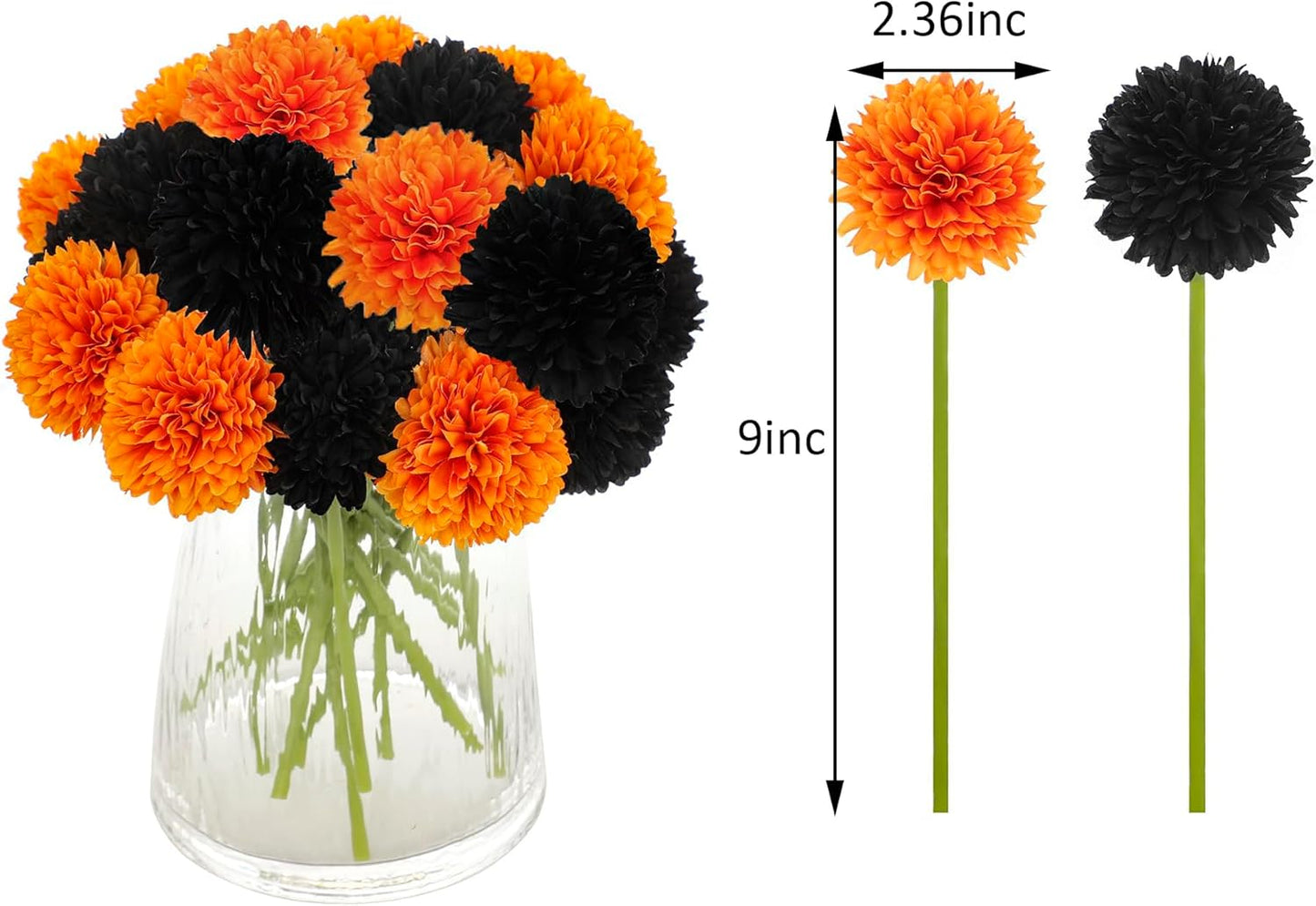 Kimura's Cabin 20pcs Fake Chrysanthemum Artificial Flowers Faux Silk Mums with Stem Balls Flowers for Vase Fillers Easter Home Table Floral Arrangements Wedding Party DIY Decoration(Yellow)