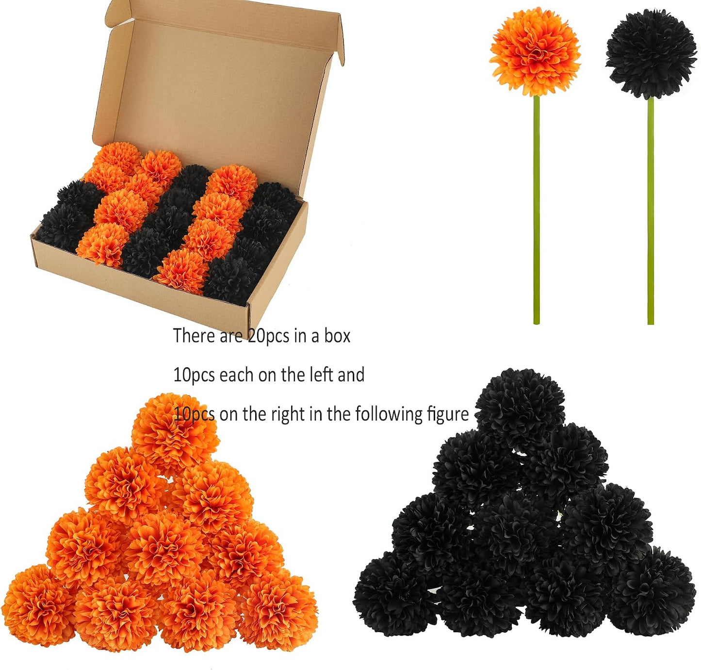 Kimura's Cabin 20pcs Fake Chrysanthemum Artificial Flowers Faux Silk Mums with Stem Balls Flowers for Vase Fillers Easter Home Table Floral Arrangements Wedding Party DIY Decoration(Yellow)