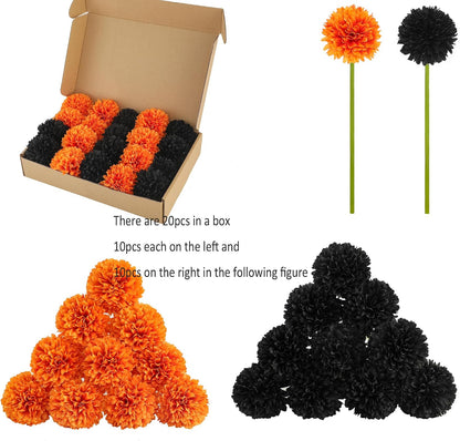 Kimura's Cabin 20pcs Fake Chrysanthemum Artificial Flowers Faux Silk Mums with Stem Balls Flowers for Vase Fillers Easter Home Table Floral Arrangements Wedding Party DIY Decoration(Yellow)