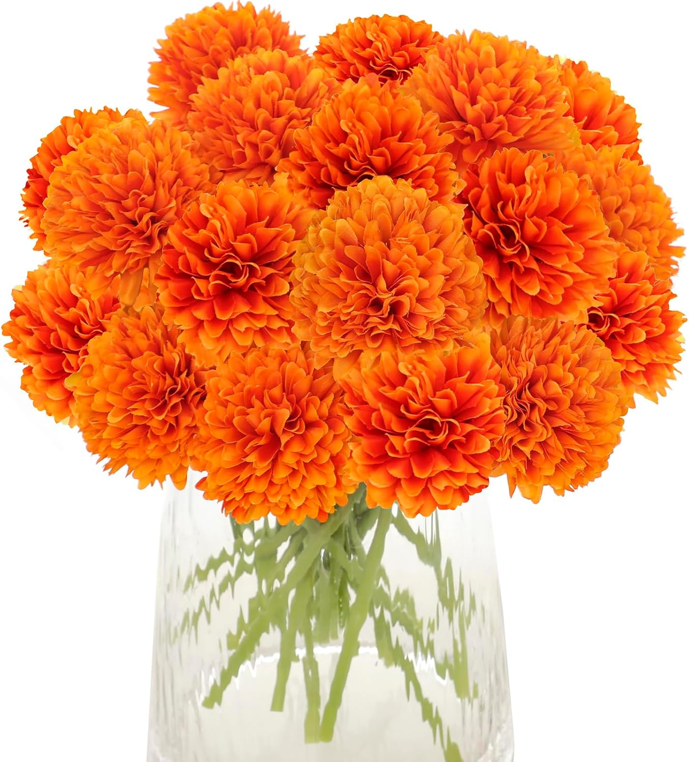 Kimura's Cabin 20pcs Fake Chrysanthemum Artificial Flowers Faux Silk Mums with Stem Balls Flowers for Vase Fillers Easter Home Table Floral Arrangements Wedding Party DIY Decoration(Yellow)