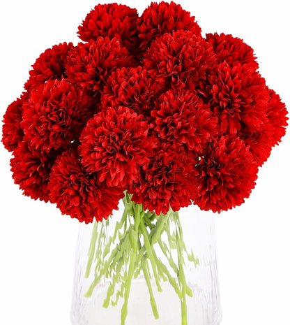 Kimura's Cabin 20pcs Fake Chrysanthemum Artificial Flowers Faux Silk Mums with Stem Balls Flowers for Vase Fillers Easter Home Table Floral Arrangements Wedding Party DIY Decoration(Yellow)