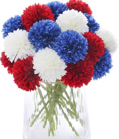 Kimura's Cabin 20pcs Fake Chrysanthemum Artificial Flowers Faux Silk Mums with Stem Balls Flowers for Vase Fillers Easter Home Table Floral Arrangements Wedding Party DIY Decoration(Yellow)