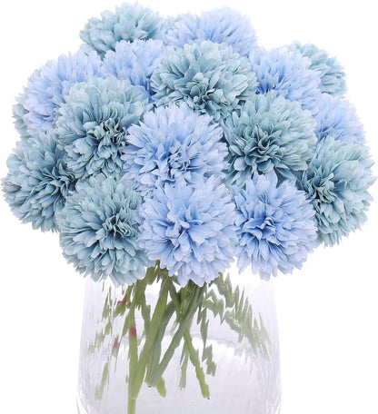 Kimura's Cabin 20pcs Fake Chrysanthemum Artificial Flowers Faux Silk Mums with Stem Balls Flowers for Vase Fillers Easter Home Table Floral Arrangements Wedding Party DIY Decoration(Yellow)