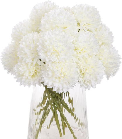 Kimura's Cabin 20pcs Fake Chrysanthemum Artificial Flowers Faux Silk Mums with Stem Balls Flowers for Vase Fillers Easter Home Table Floral Arrangements Wedding Party DIY Decoration(Yellow)