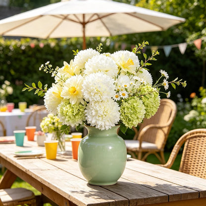 Kimura's Cabin 20pcs Fake Chrysanthemum Artificial Flowers Faux Silk Mums with Stem Balls Flowers for Vase Fillers Easter Home Table Floral Arrangements Wedding Party DIY Decoration(Yellow)