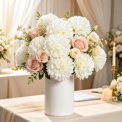 Kimura's Cabin 20pcs Fake Chrysanthemum Artificial Flowers Faux Silk Mums with Stem Balls Flowers for Vase Fillers Easter Home Table Floral Arrangements Wedding Party DIY Decoration(Yellow)