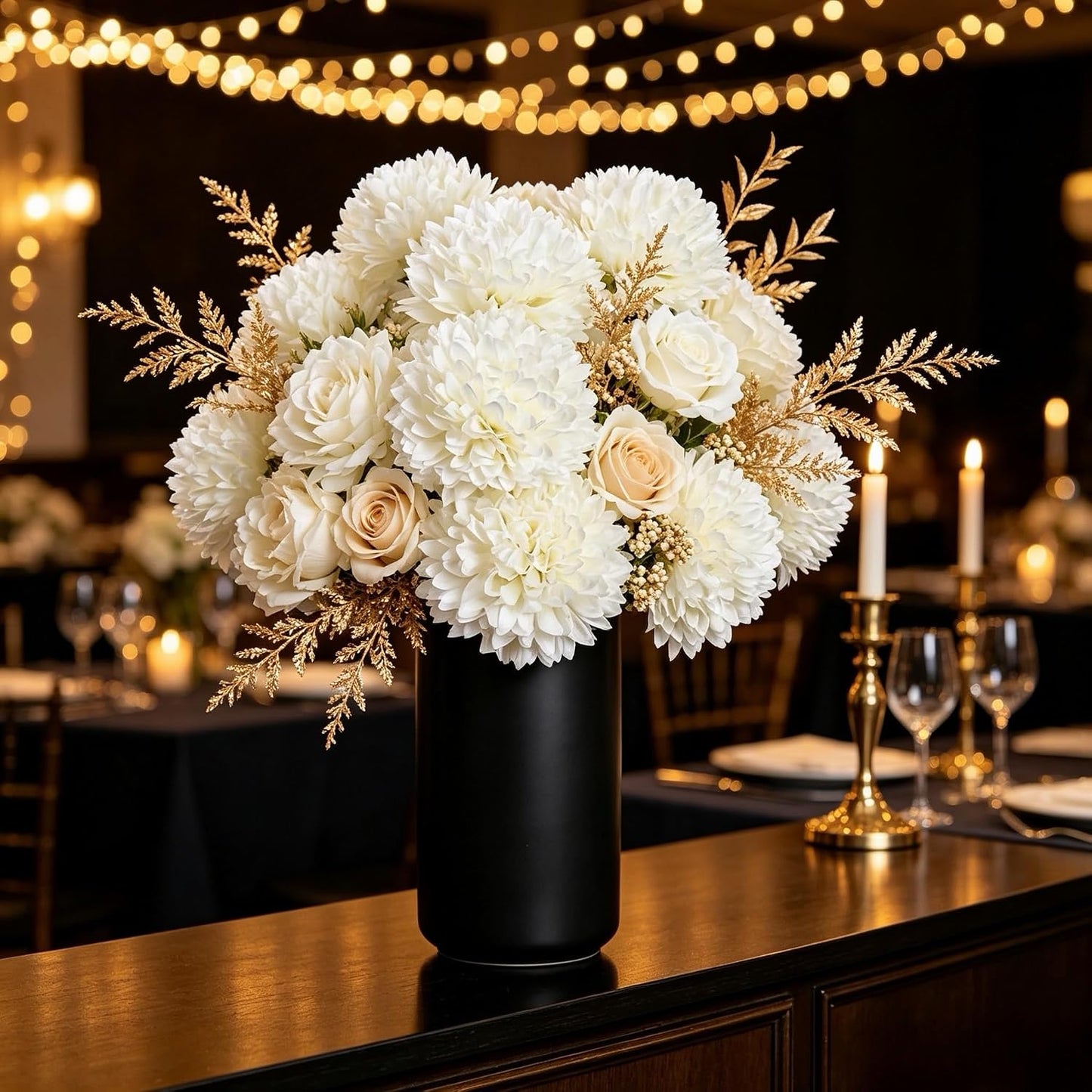 Kimura's Cabin 20pcs Fake Chrysanthemum Artificial Flowers Faux Silk Mums with Stem Balls Flowers for Vase Fillers Easter Home Table Floral Arrangements Wedding Party DIY Decoration(Yellow)
