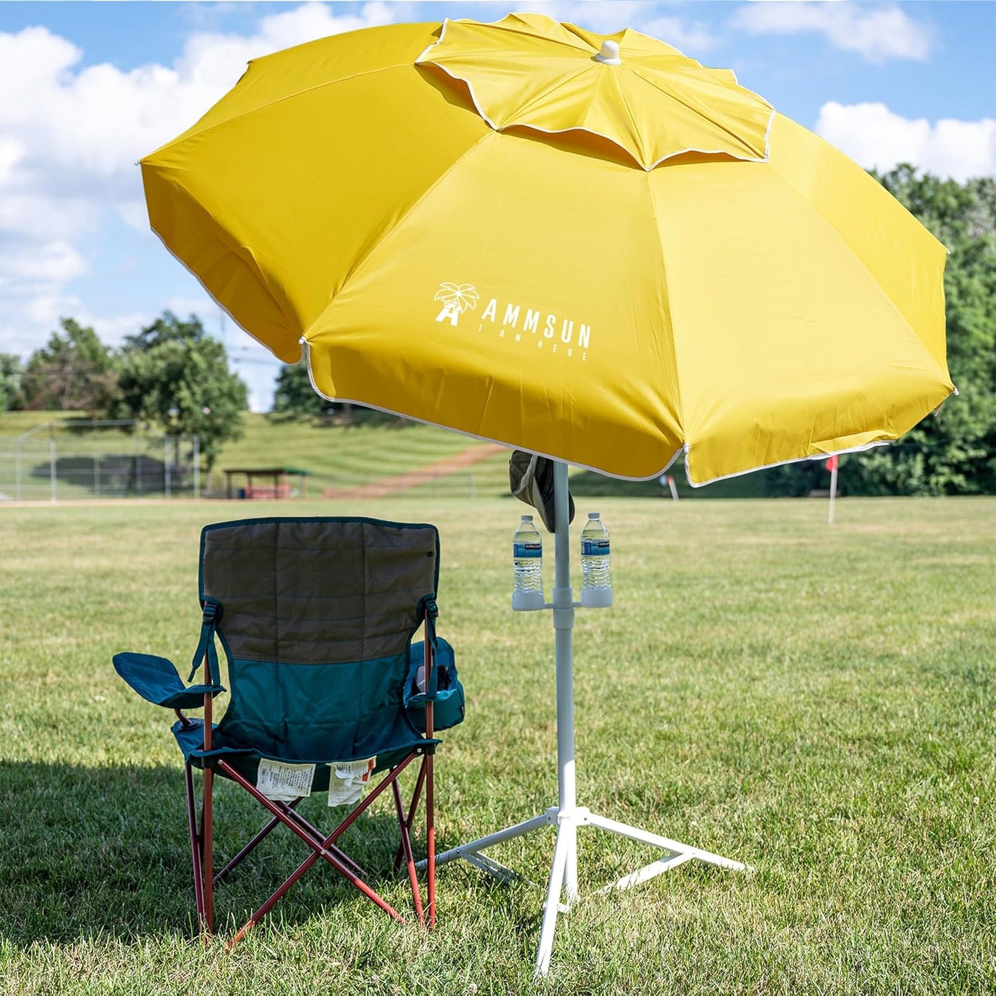 Shade Umbrella, Premium Portable Umbrella with Stand, 6.5ft Lightweight Free Standing Canopy for Sporting Games, Adjustable Instant Sun Protection and Easy to Carry, Yellow