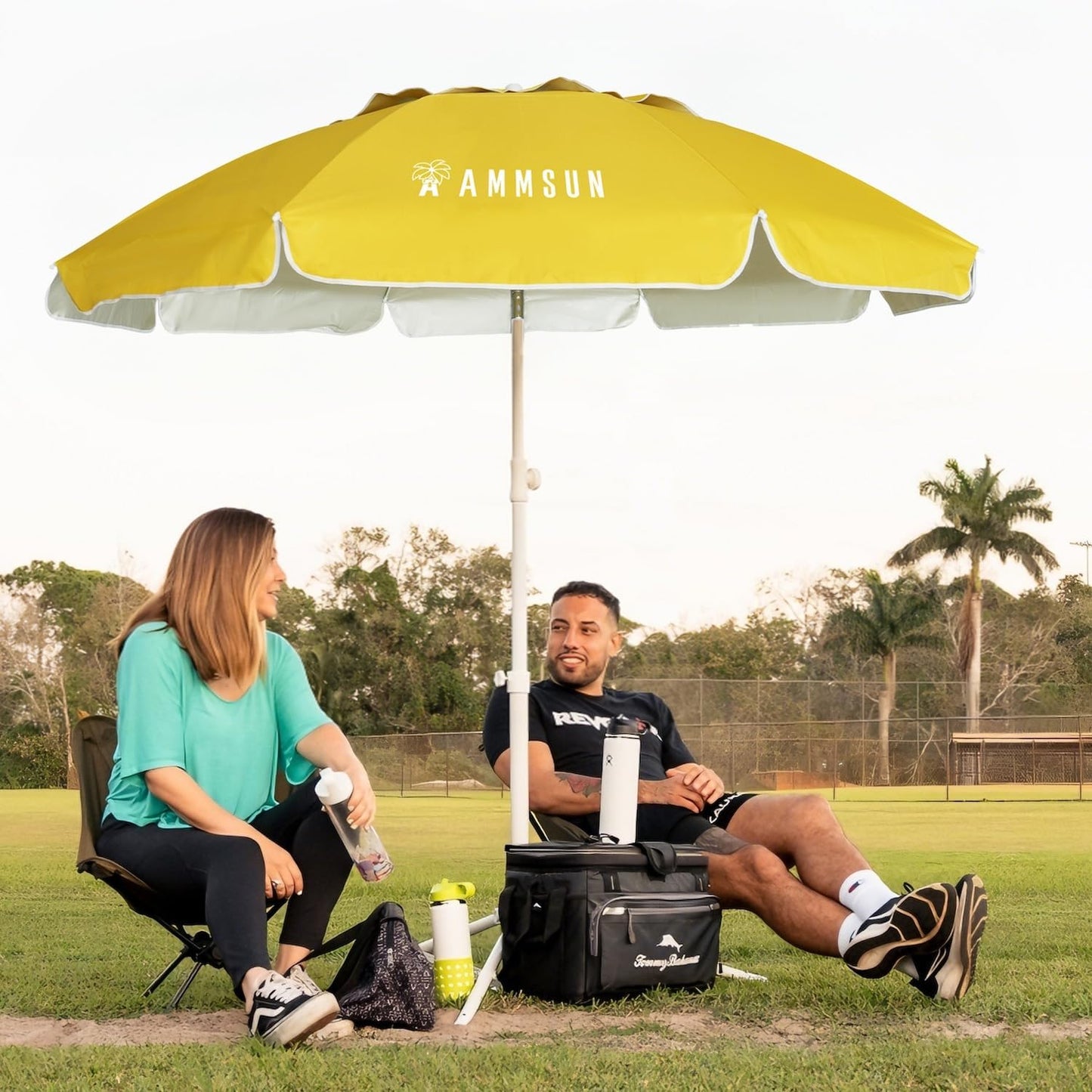 Shade Umbrella, Premium Portable Umbrella with Stand, 6.5ft Lightweight Free Standing Canopy for Sporting Games, Adjustable Instant Sun Protection and Easy to Carry, Yellow