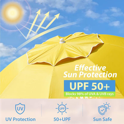 Shade Umbrella, Premium Portable Umbrella with Stand, 6.5ft Lightweight Free Standing Canopy for Sporting Games, Adjustable Instant Sun Protection and Easy to Carry, Yellow