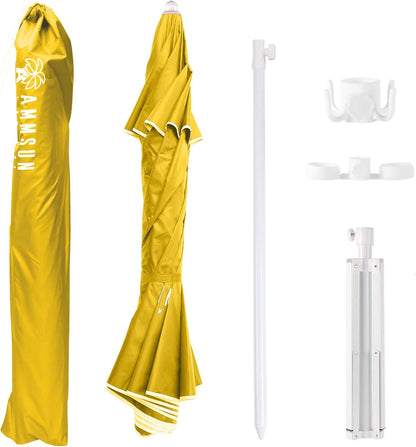 Shade Umbrella, Premium Portable Umbrella with Stand, 6.5ft Lightweight Free Standing Canopy for Sporting Games, Adjustable Instant Sun Protection and Easy to Carry, Yellow