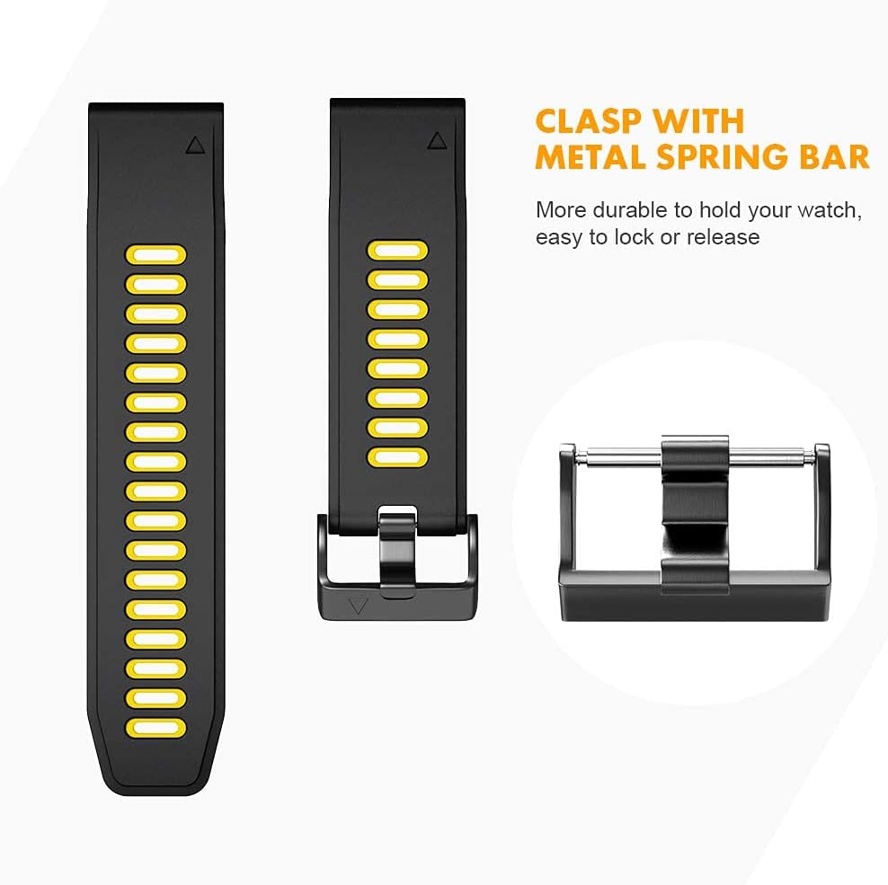 Compatible with Fenix 6S Pro watchbans for Fenix 6S/Fenix 7S/Fenix 5S/5S Plus/D2 Delta S Smartwatch (Balck-yellow)
