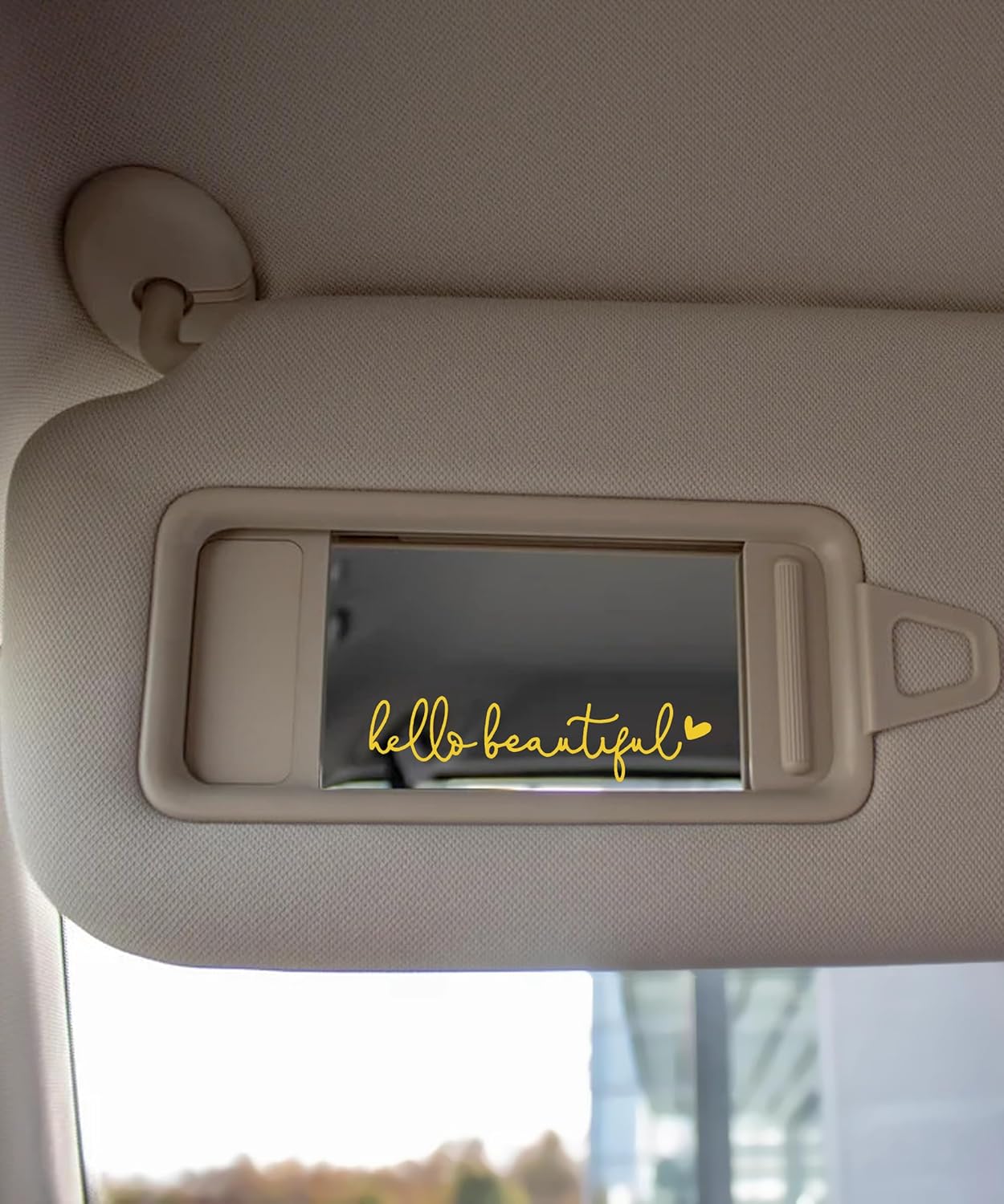 Rearview Mirror Decal,Hello Beautiful Decal,Car Accessories Stickers Rearview Mirror Sticker (Yellow)