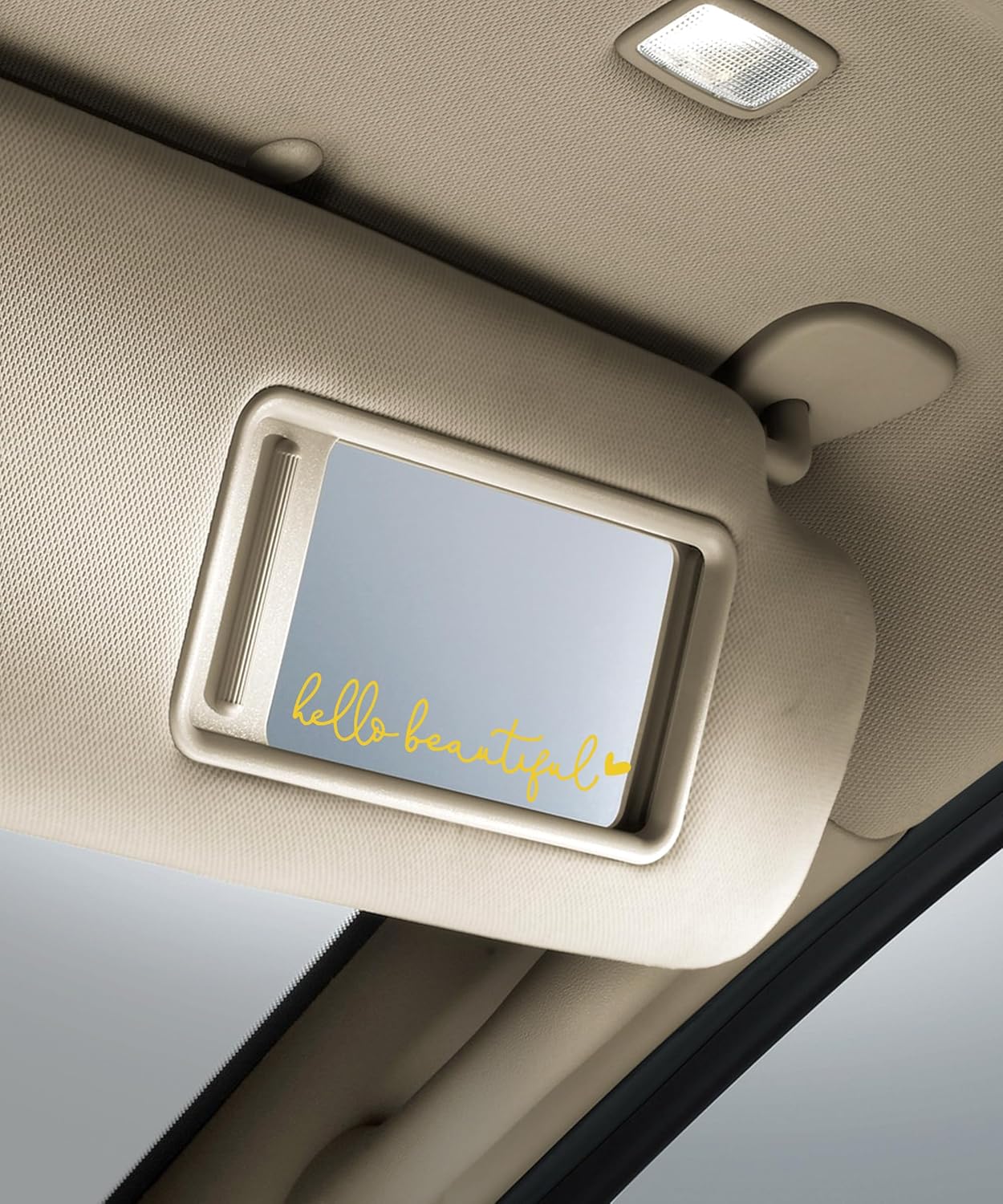 Rearview Mirror Decal,Hello Beautiful Decal,Car Accessories Stickers Rearview Mirror Sticker (Yellow)
