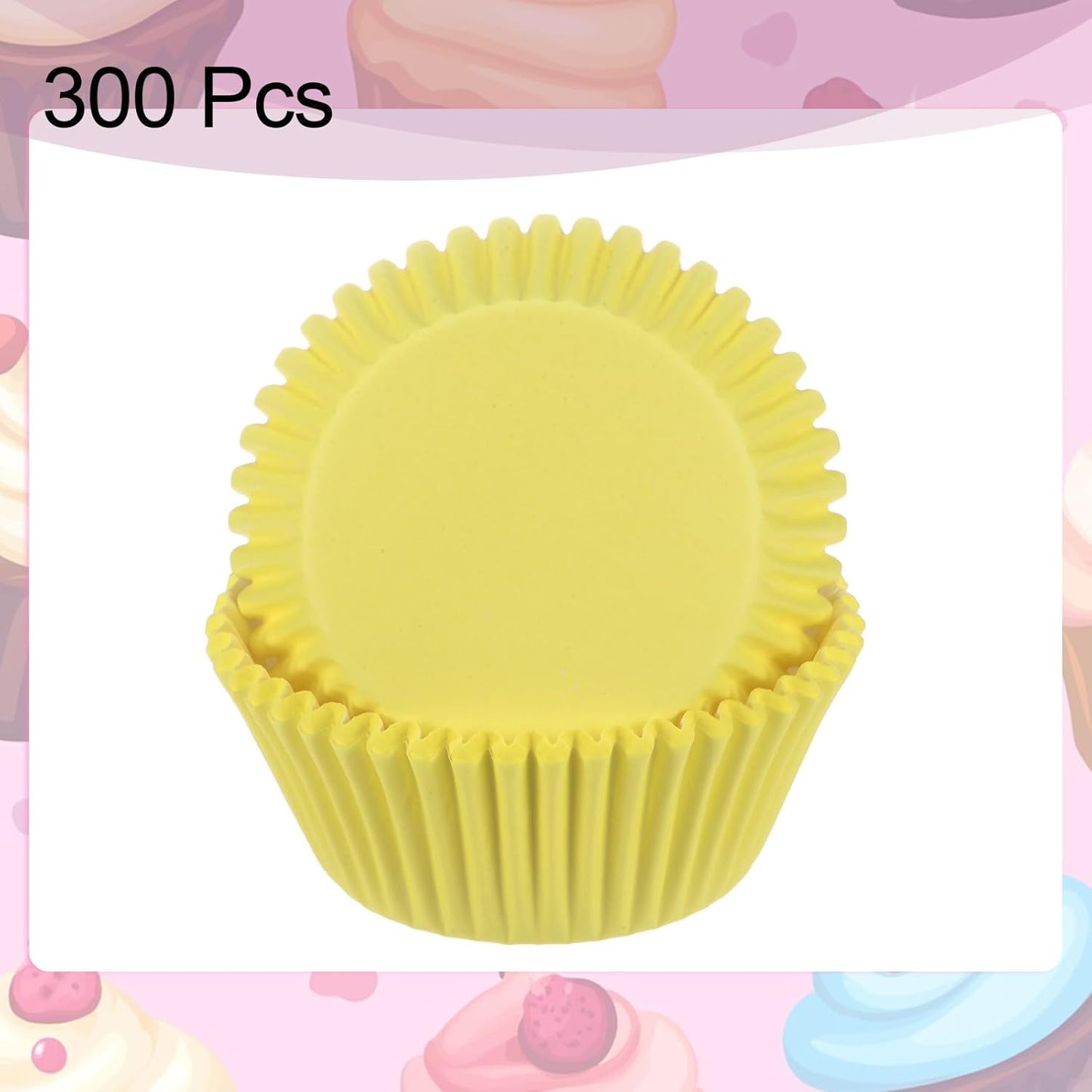 300 Count Cupcake Liners Yellow Cupcake Cups Standard Size Muffins Liners Papers Baking Cups Wrappers Greaseproof for Party Wedding Birthday