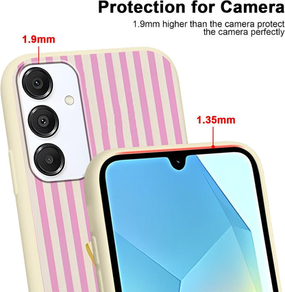 Cute Striped Case for Samsung Galaxy A16 5G Summer, Aesthetic Pink White Stripes Lemons Pattern Design Print Phone Cover for Women Men, Soft TPU Protective Shell for Samsung A16 5G 6,7"