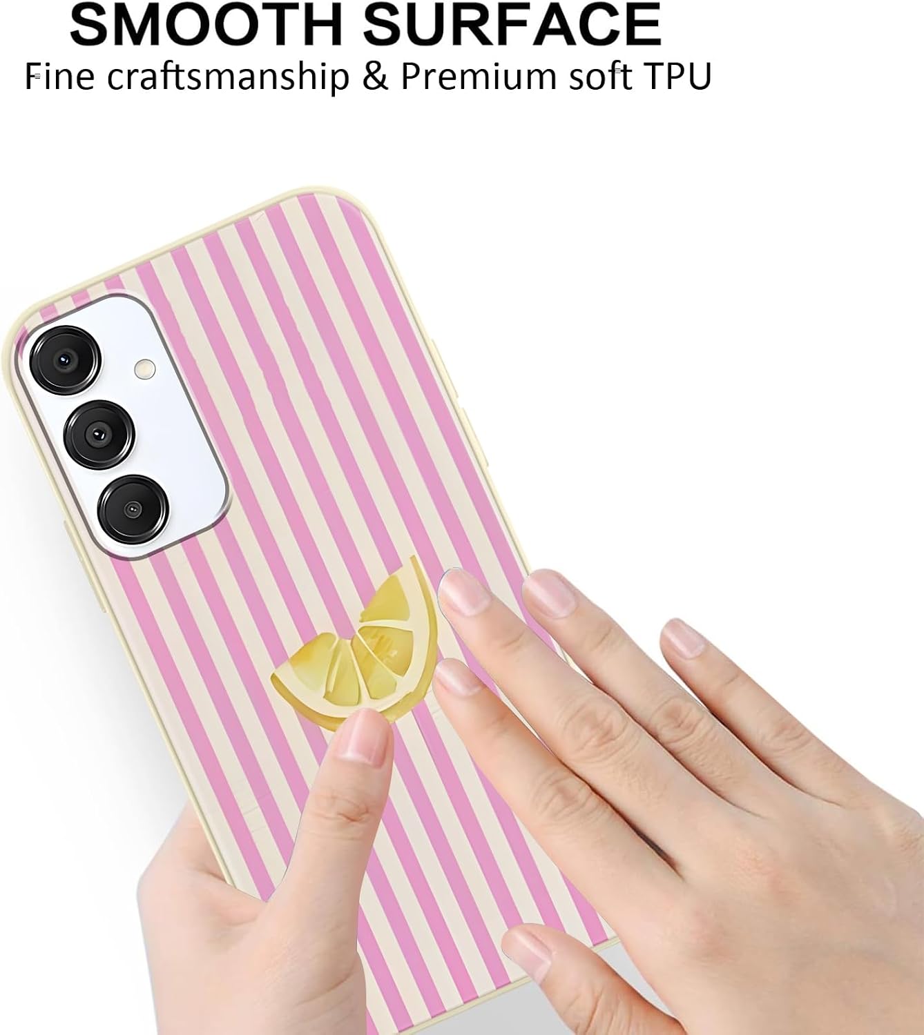 Cute Striped Case for Samsung Galaxy A16 5G Summer, Aesthetic Pink White Stripes Lemons Pattern Design Print Phone Cover for Women Men, Soft TPU Protective Shell for Samsung A16 5G 6,7"