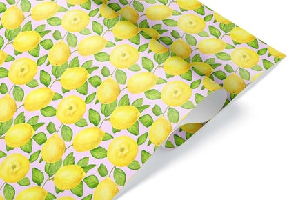 Cute Lemon Tree Thick Wrapping Paper, Lemonade Harvest Fruit Gift Wrap, Summer Citrus Theme Decor, For Foodie Gardner (Yellow, 6 foot x 30 inch roll)