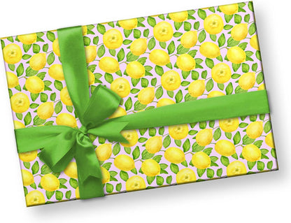 Cute Lemon Tree Thick Wrapping Paper, Lemonade Harvest Fruit Gift Wrap, Summer Citrus Theme Decor, For Foodie Gardner (Yellow, 6 foot x 30 inch roll)