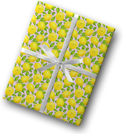 Cute Lemon Tree Thick Wrapping Paper, Lemonade Harvest Fruit Gift Wrap, Summer Citrus Theme Decor, For Foodie Gardner (Yellow, 6 foot x 30 inch roll)