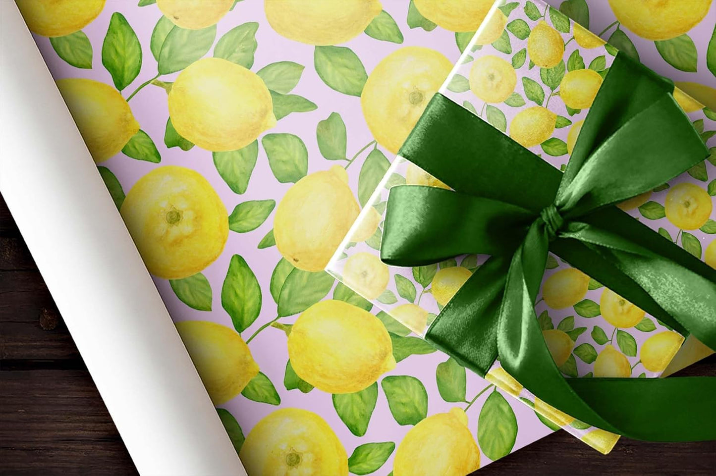 Cute Lemon Tree Thick Wrapping Paper, Lemonade Harvest Fruit Gift Wrap, Summer Citrus Theme Decor, For Foodie Gardner (Yellow, 6 foot x 30 inch roll)