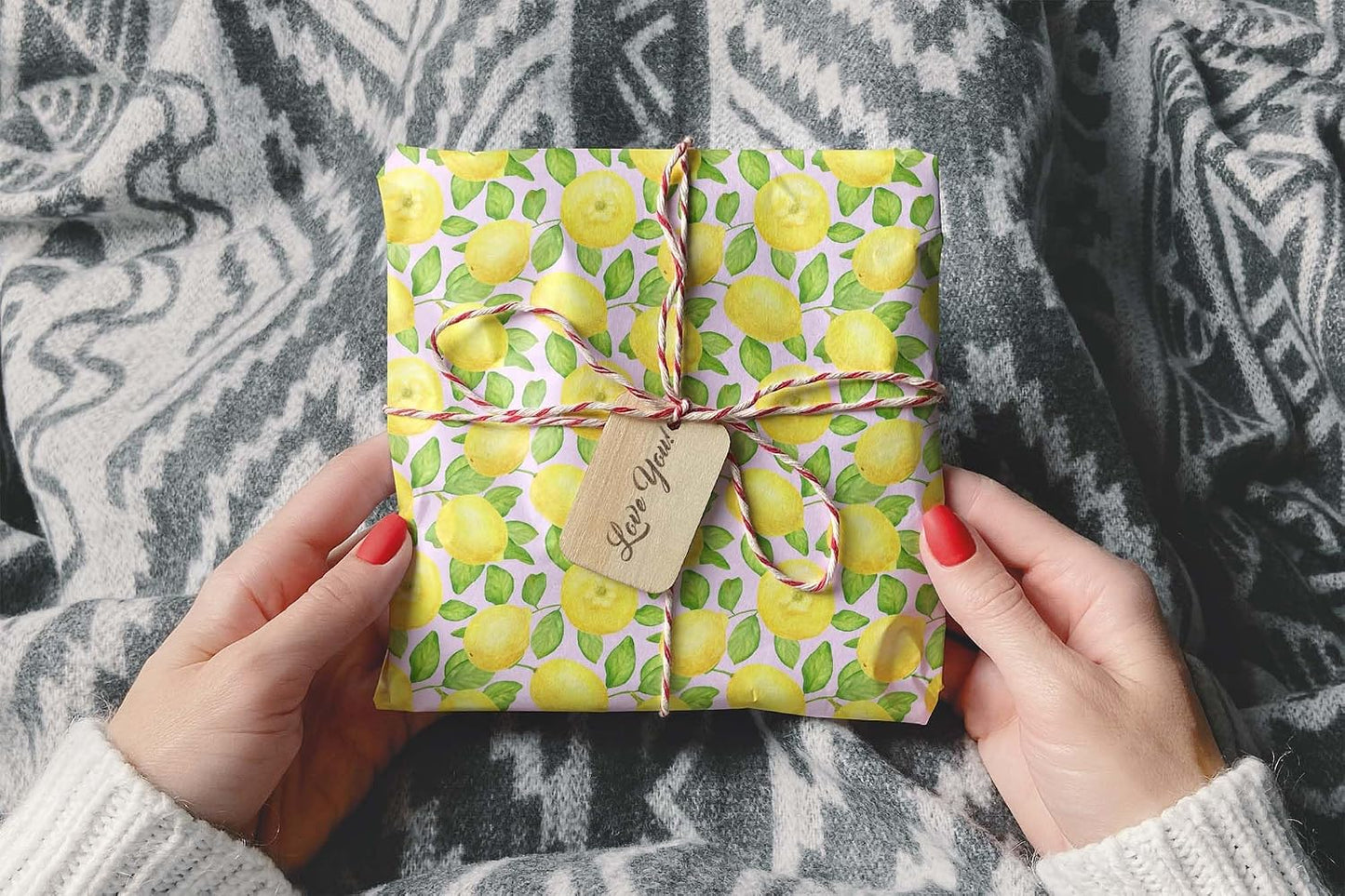 Cute Lemon Tree Thick Wrapping Paper, Lemonade Harvest Fruit Gift Wrap, Summer Citrus Theme Decor, For Foodie Gardner (Yellow, 6 foot x 30 inch roll)