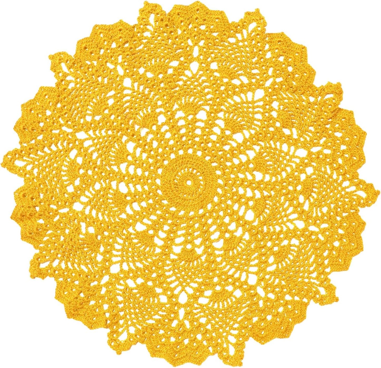 Lace Tablecloth Doily Handmade Crochet Placemat Women Vase Mat Kitchen Table Runner (1PC- 18 in to 20 in, Yellow)