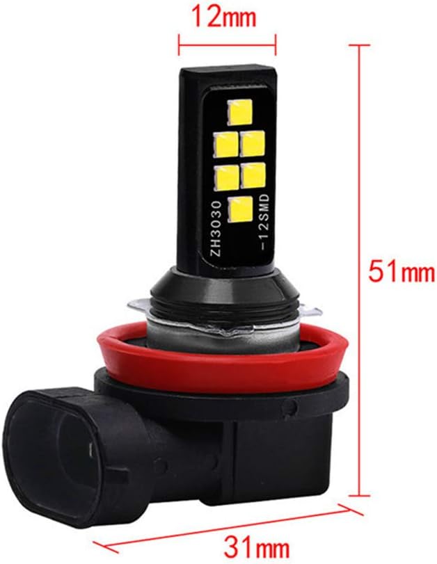 2x H11 H8 LED Fog Light Bulb for Powersports Advanced 3030 SMD Bright Colorful Daytime Running DRL Lamp, Amber Yellow
