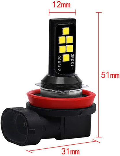 2x H11 H8 LED Fog Light Bulb for Powersports Advanced 3030 SMD Bright Colorful Daytime Running DRL Lamp, Amber Yellow
