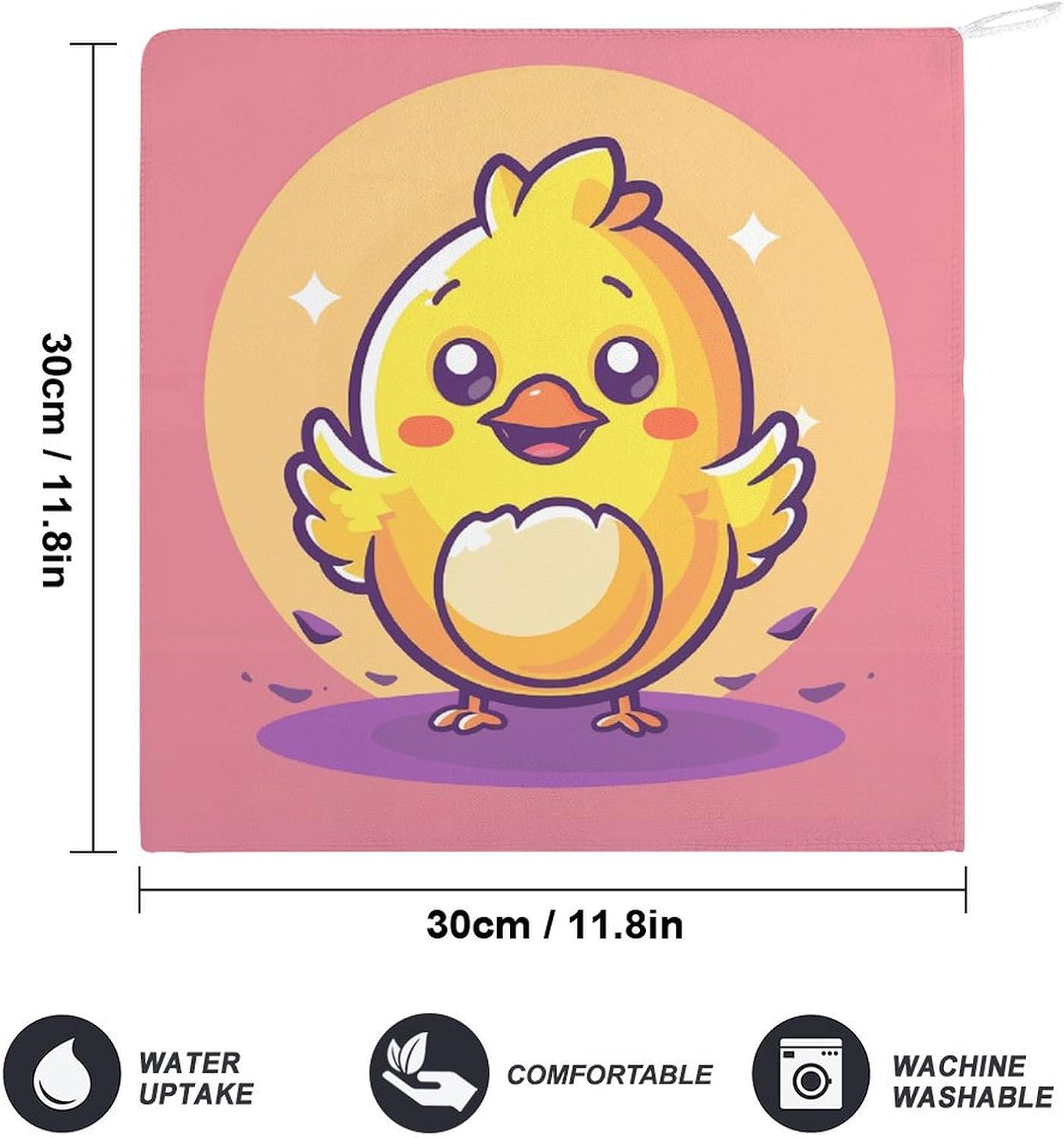 Yellow Cartoon Chicken Kitchen Towels Set -2PCS Super Absorbent Hand Towels, Soft Face Towel Set with Hanging Loop Lightweight Quick Dry Microfiber Dish Towels for Yoga Camping Hotel Spa Travel
