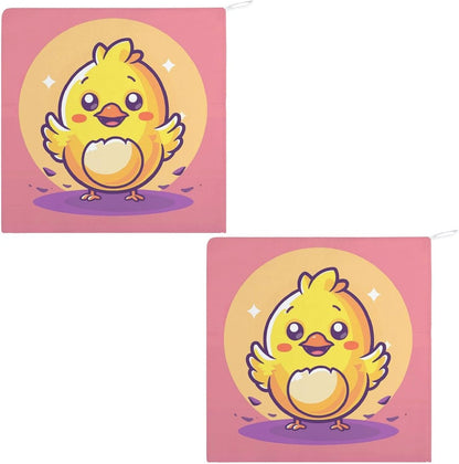 Yellow Cartoon Chicken Kitchen Towels Set -2PCS Super Absorbent Hand Towels, Soft Face Towel Set with Hanging Loop Lightweight Quick Dry Microfiber Dish Towels for Yoga Camping Hotel Spa Travel