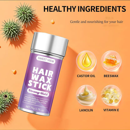 Hair Wax Stick & Slick Back Brush | Tames Flyaways, Frizz, Sleek Ponytails, Buns | Pomade/Balm/Gel Stick for Women, Styling Accessories for Girls